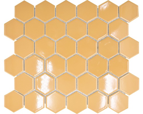Mosaik keramik Hexagon HX 570 orange ocker blank 32,5x28,1 cm Sexkantiga keramiska mosaikplattor på nät