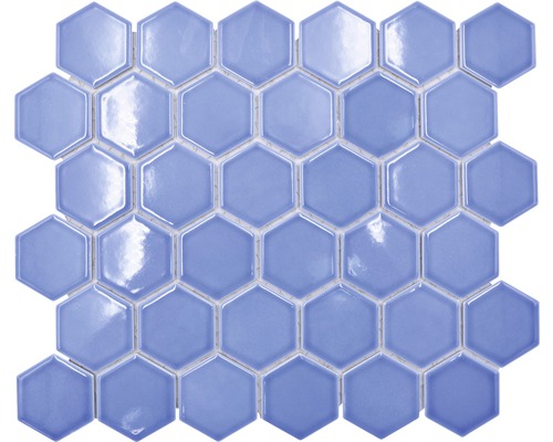 Mosaik keramik Hexagon HX580 ljusblå blank 32,5x28,1 cm