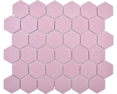 Mosaik keramik Hexagon HX AT52 rosa cerise matt 32,5x28,1 cm Sexkantiga mosaikplattor för vägg och golv