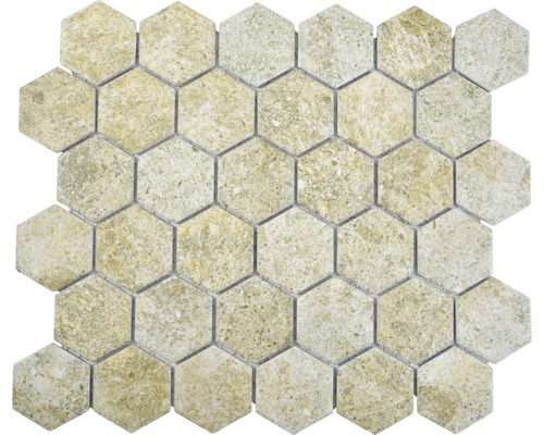 Mosaik keramik Hexagon HX CURIO GB beige matt 32,5x28,1 cm Naturstensmosaikplattor i hexagonform