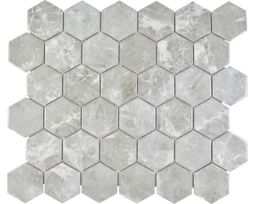 Mosaik keramik Hexagon curio HX CURIO MG grå blank 32,5x28,1 cm