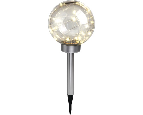 Solcellslampa LED Kula vintage IP44 Ø 200mm transparent/rostfri