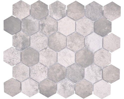 Mosaik keramik Hexagon HX CURIO ZDG grå matt 32,5x28,1 cm Sexkantiga mosaikplattor för vägg och golv