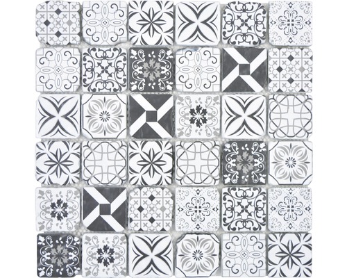 Mosaik glas svart/vit