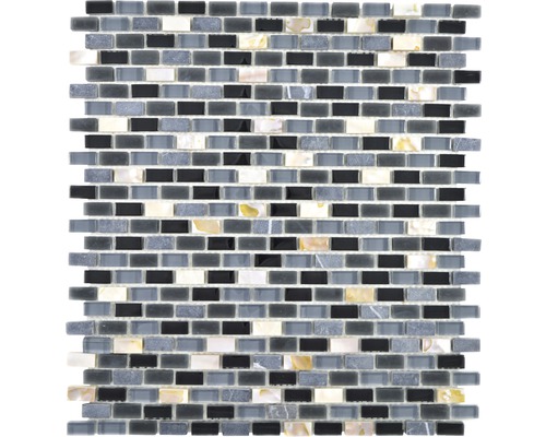 Mosaik glas natursten XCM B13S svart 31 x 28,5 cm