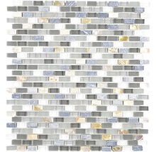 Mosaikplatta med glas- och naturstenselement