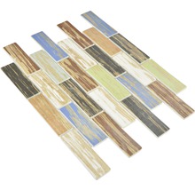 Mosaik glas XCM BR91 blå grön brun svart 29,7 x 25,8 cm