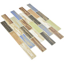 Mosaik glas XCM BR91 blå grön brun svart 29,7 x 25,8 cm
