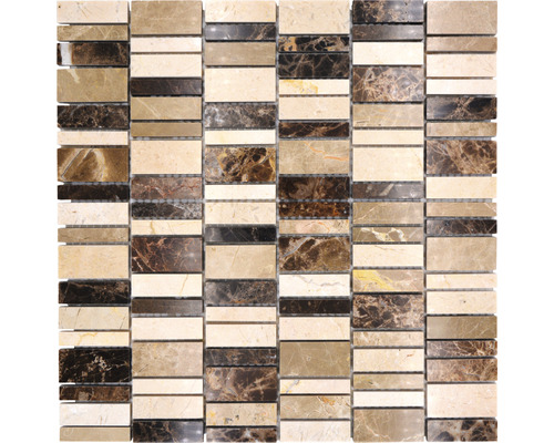 Mosaik natursten XNM BC459 beige brun 30 x 30 cm Mosaikplatta av marmor