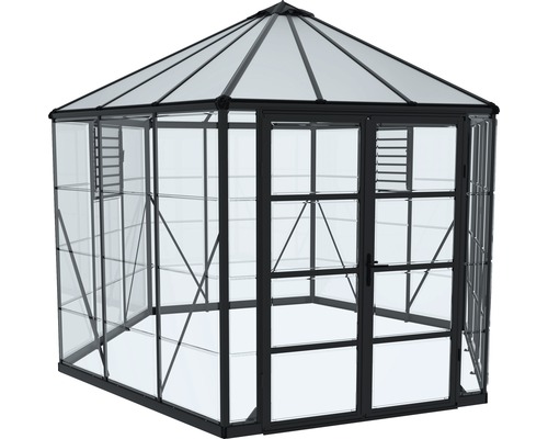 Växthus med ram och transparenta väggar