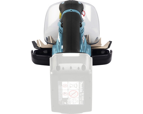 Makita grässax med batteri i detaljvy