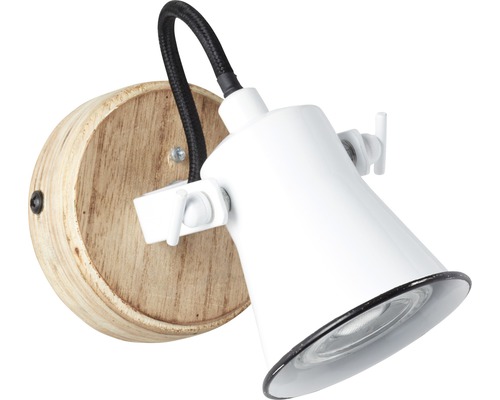 Vägglampa med träfot och justerbart lamphuvud