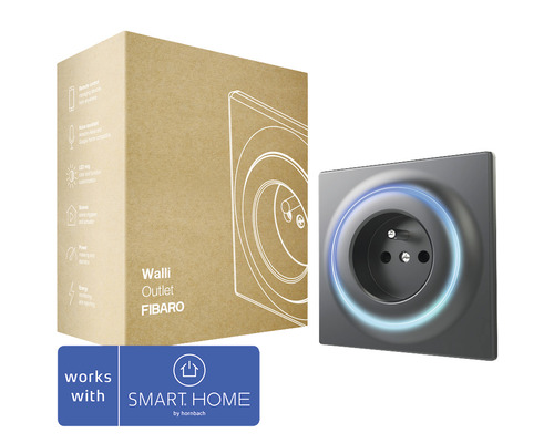 Smart vägguttag FIBARO Walli svart