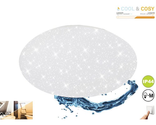 Taklampa BRILONER Cool&Cosy LED stjärndekor 18W 1600lm 2700-4000K varmvit/neutralvit Ø 385mm IP44 vit Taklampa BRILONER Cool&Cosy LED stjärndekor 18W 1600lm 2700-4000K varmvit/neutralvit Ø 385mm IP44 vit