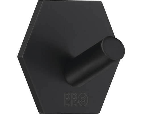 Handdukskrok BESLAGSBODEN självhäftande hexagon kantig svart matt BB1160