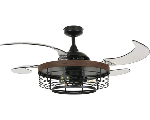 Takfläkt med belysning och transparenta blad