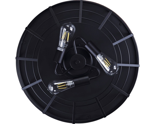 Svart taklampa med tre lampor