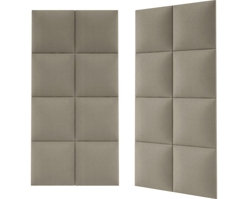 Två ljudisolerande paneler med kvadratisk klädsel.