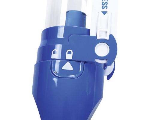 Detaljvy av en blå enhet med lås- och upplåsningssymboler