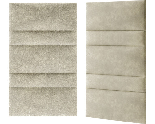 Två beige väggpaneler med horisontell räfflad struktur