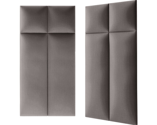 Två paneler med textilklädsel och kvadratisk quiltning