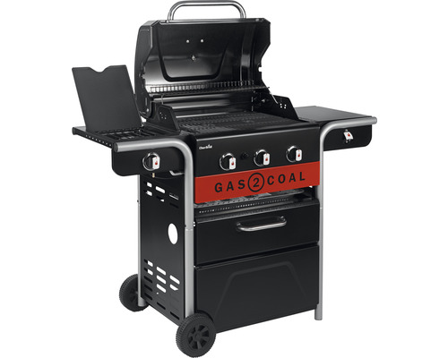 Gasol- och kolgrill med hyllor och hjul