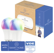 Smart Home startpaket med två lampor och gateway i produktförpackning