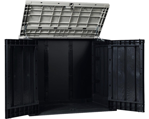 Öppen förvaringslåda för trädgårdsredskap