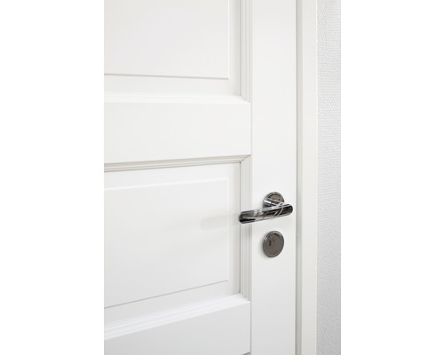 Vit innerdörr med dörrhandtag