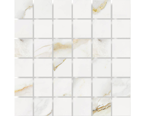 Mosaik keramik Luxor vit guld blank 30x30 cm 405461 Mosaikplatta av marmor