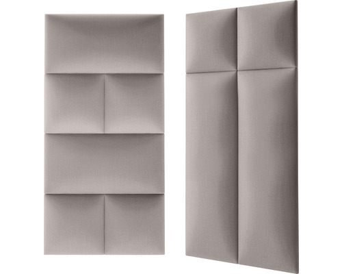 Två vadderade väggpaneler i olika utföranden