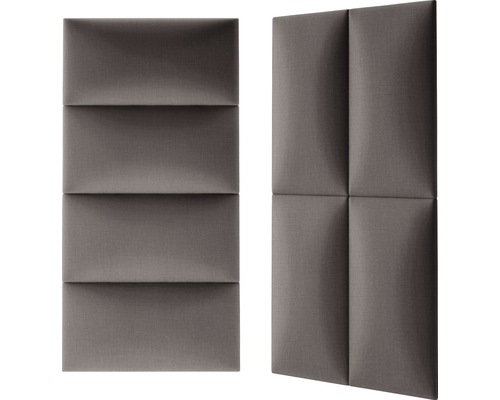 Två ljudisolerande paneler med rektangulära former och vadderad yta