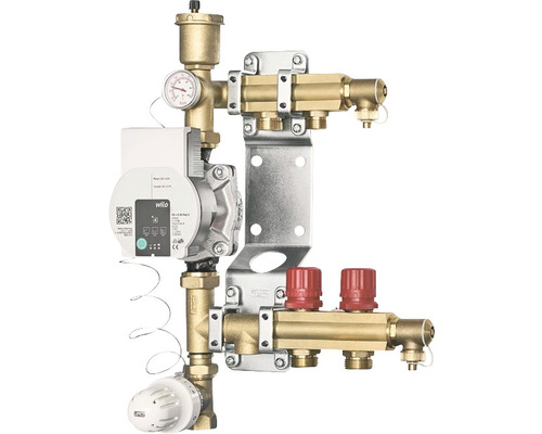 Värmekretsfördelare med pump och tillbehör för värmesystem