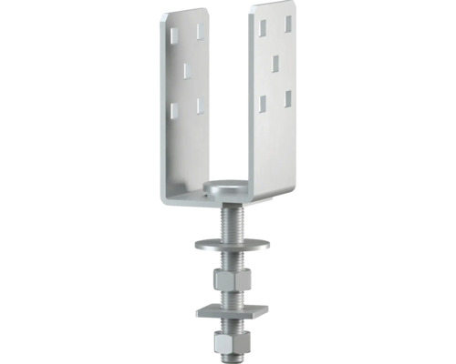 Stolpsko av metall med gängbult för fastsättning av stolpar