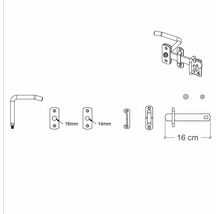 Illustration av ett 16 centimeter långt spärrset med mått.