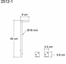 Teknisk ritning av en handdukshängare med dimensioner