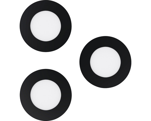 Tre runda LED-infällda spotlights