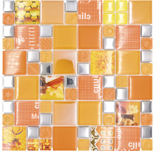 Mosaikplatta med blommönster och geometriska former