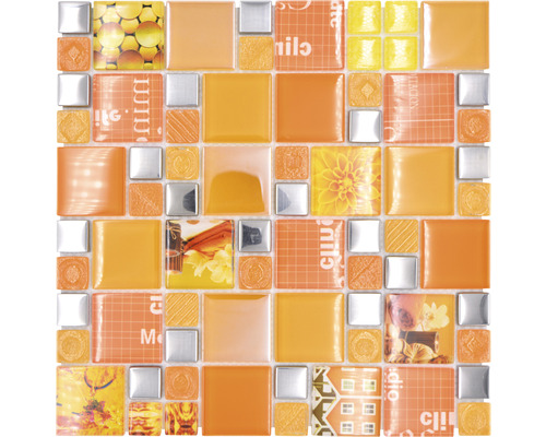Mosaik glas XCM MC569 silver orange 29,8 x 29,8 cm