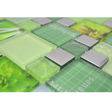 Mosaik glas XCM MC559 silver grön 29,8 x 29,8 cm