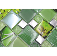 Mosaik glas XCM MC559 silver grön 29,8 x 29,8 cm