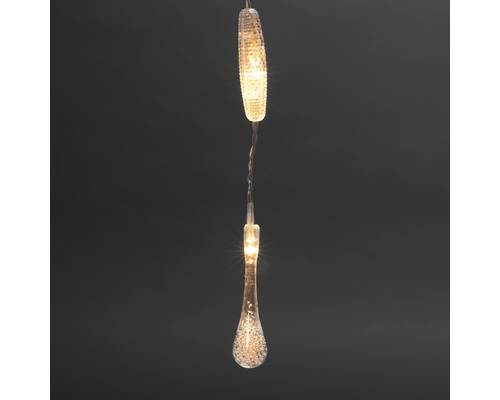 Dekorativ LED-ljusslinga med droppformade element för inomhusbruk