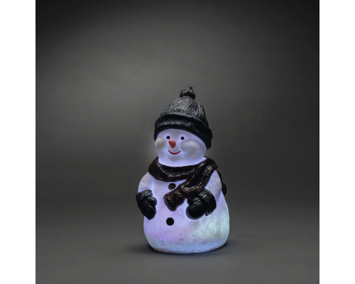 Dekorativ snögubbe med mössa och halsduk
