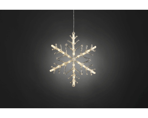 Snöflinga KONSTSMIDE akryl 40cm 24 varmvita LED timer 6h ute 4xAA