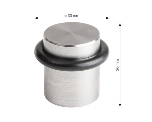 Dörrstopp av metall med gummiring, diameter 33 millimeter, höjd 30 millimeter