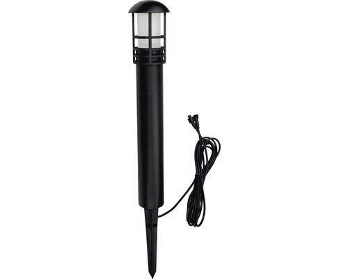 Svart trädgårdslampa med jordspett och kabel