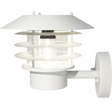 Vit vägglampa för utomhusbruk med transparent lampskärm