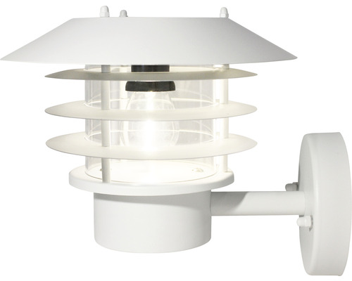Vit vägglampa för utomhusbruk med transparent lampskärm