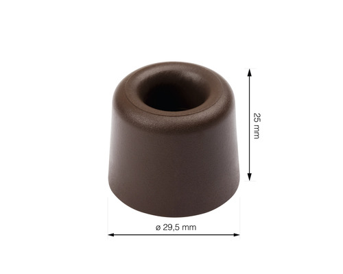 Brun dörrstopp i gummi, diameter 29,5 mm, höjd 25 mm