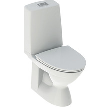 Vit golvstående toalett med spolcistern